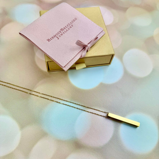 Engraved Stainless Steel Bar Necklace