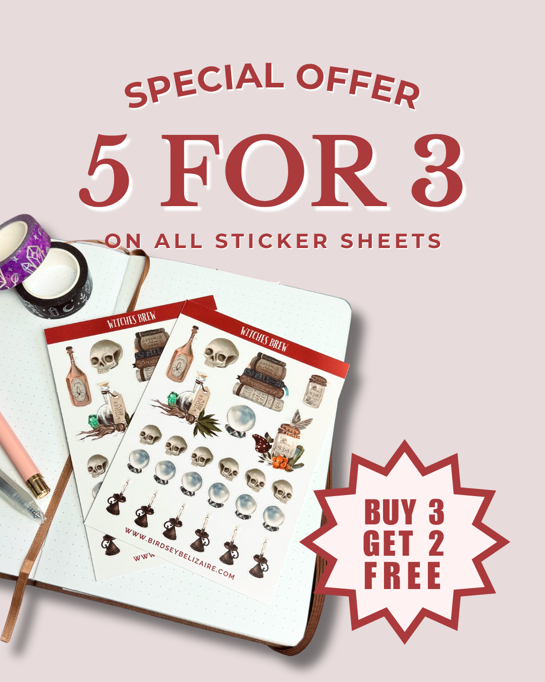 Witchcore Planner Sticker Sheets