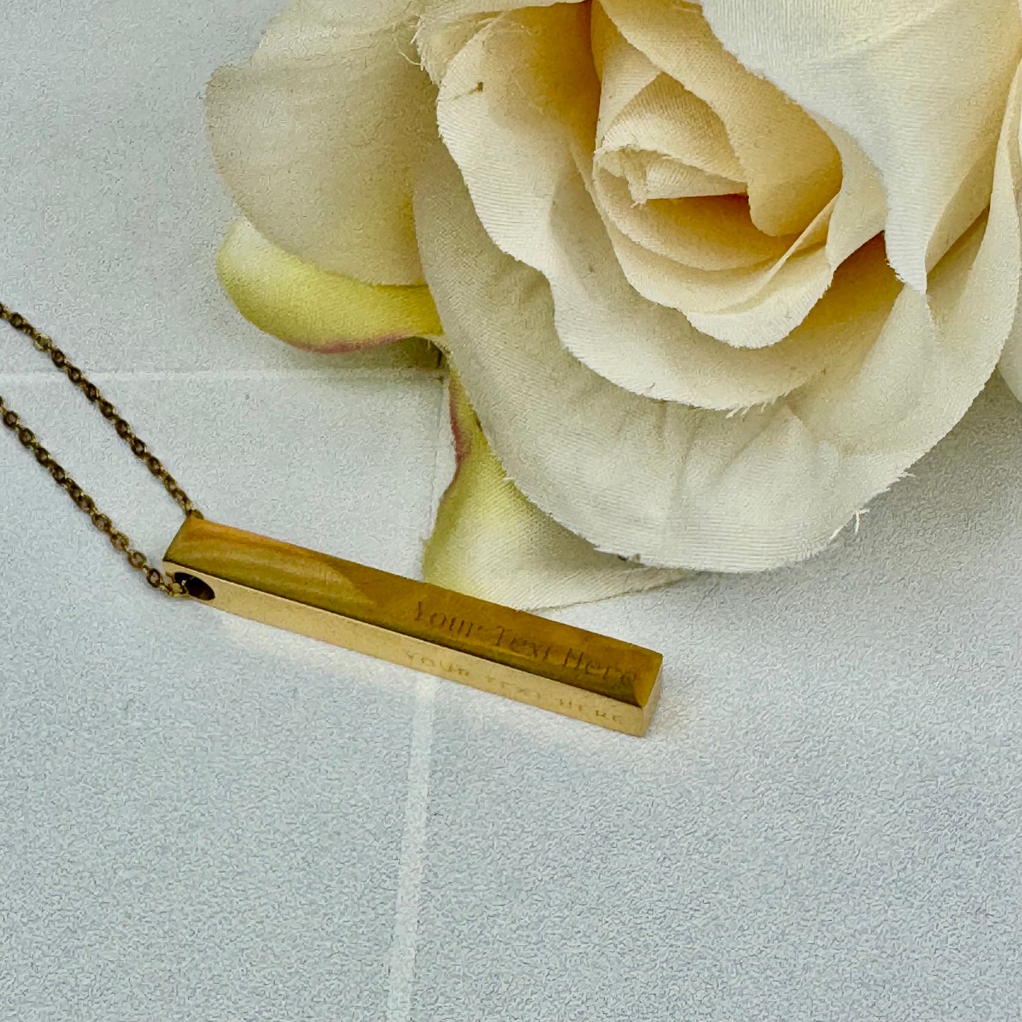 Engraved Stainless Steel Bar Necklace Wedding Gift